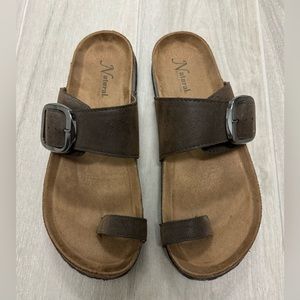 Natural Reflections Brown Buckle Sandals